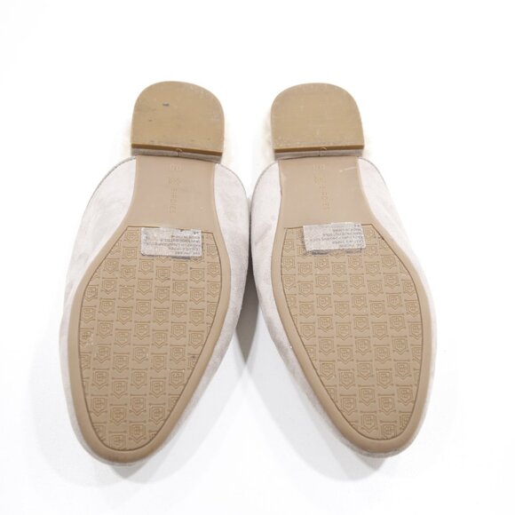 Birdies Phoebe Taupe Leather Faux-Fur Lined Lightweight Flat Mules - 9.5 - Picture 7 of 7